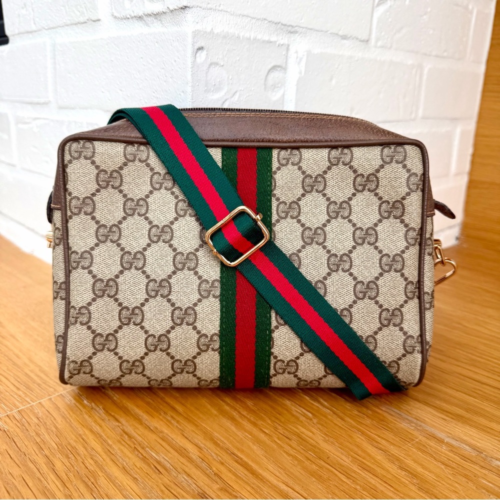 Gucci Authentic Vintage Ophidia Sherry Line Monogram Clutch / Shoulder Bag